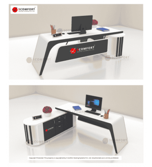 Scomfort SC-EX109 Executive Table with Side Runner with drawer and decorative planter box